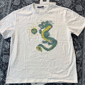 Louis Vuitton White Tee with Green and Yellow Dragon Mosaic